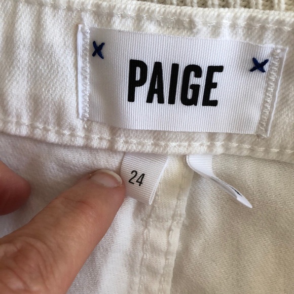 PAIGE White Denim Cutoff Shorts - Picture 7 of 8